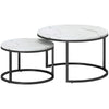 Stacking Coffee Tables Set with Marble-Effect Top Nesting Tables Side End Tables