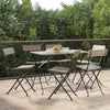 Lechnical Folding Bistro Chairs 6 pcs Grey Poly Rattan and Steel,Folding A8M8