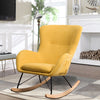 Upholstered Yellow Chenille Fabric Rocking Armchair Wing Back Chair Sofa Lounger