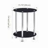 2 Tier Round Black Tempered Glass Sofa Side End Table Bedside Table with Storage