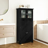 Freestanding Floor Cabinet Tall Bathroom Storage Cabinet-Black