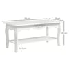 Wooden Coffee Tea Table Modern White Shelf Storage Living Room Home Furniture