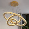 Gold Crystal Pendant Lights Chandelier LED Ceiling Light Dimmable Remote 3 Rings