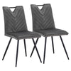 2Pcs Grey Dining Chairs Velvet Padded Seat Restaurant Chair Modern