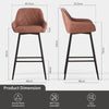 Bar Stools Set of 2 Faux Suede/ PU Leather Breakfast High Chairs Kitchen Pub
