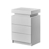Bedside Tables White High Gloss LED Cabinets 3 Drawers Nightstand Modern Bedroom