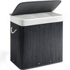 Smilesun 150L Bamboo Laundry Basket Lid Compartments Washing Bin Storage Hamper