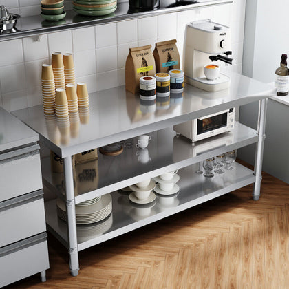 5ft Stainless Steel Commercial Kitchen Food Prep Table 3 Tier Catering Workbench