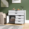 Rolling Lateral File Cabinet Printer Stand 5-Drawer Chest with Door-White