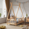 Kids Single Floor Beds Pine Wood House Bed Frame Toddler Children Bedstead Cabin