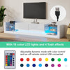 TV STAND CABINET FREESTANDING ENTERTAINMENT UNIT WITH LED LIGHTS & GLASS SHELVES