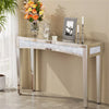 Large Crushed Diamond Silver Mirrored Console Table Lamp End Side Table Bedroom