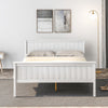 Pine Wood Bed Frame with Headboard and Footboard for Kids Bedroom White