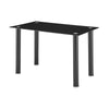 Dining Table Set 4 Faux Leather High Back Chairs Glass High Gloss Table 120cm