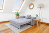 Brand New Sofa Bed 2 Seater Grey Fabric Under Seat Storage, Large Sleeping Area!