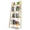 4-Tier Ladder Shelf Bamboo Bookshelf Bookcase Storage Organizer Plant Stand