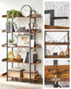 Rustic Wood Bookcase Bookshelf 5 Tier Industrial Storage Display Shelving Unit