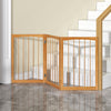 3-Panel Wooden Pet Fence House Doorway Hallway Stairs Porch Natural