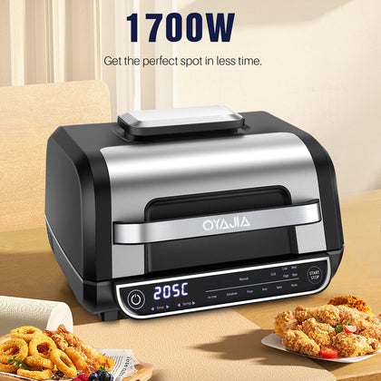 6L Health Grill & Air Fryer 8 in 1 Oven Cooker With 8 Cooking Functions Oil Zrrq