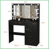 Dressing Table Vanity Makeup Desk Set with 3-Color LED Lighted Mirror And Drawer