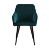 2pcs Dining Chairs Armchairs Velvet Upholstered Soft Padded Seat Back Metal Legs
