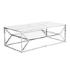 Pocatello White Marble Effect Glass Coffee Table With Chrome Frame