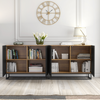 200cm Modern Sideboard | Oak Body Black Fluted Doors | Metal Frame Storage