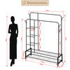 Heavy Duty Double Clothes Rail Garment Hanging Display Rack with Storage Shelf