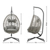 Hanging Rattan Basket Swing Chair Indoor Outdoor Egg Chair Seat Cushion w/ Stand