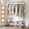 Heavy Duty Double Clothes Rail Garment Hanging Display Rack with Storage Shelf