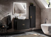 Bathroom Vanity Drawer Cabinet 800mm Black Floating Wall Unit Ribbed Modern Adel