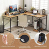 150 cm Corner Computer Desk with Built-in Power Strip-Natural