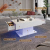 Coffee Table with RGB LED Lights Rectangular Cocktail Table For Living Room New
