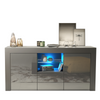 Modern 145cm TV Unit Cabinet I Stand Sideboard I Grey Gloss Doors I Free LED
