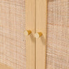 Rattan Woven 4 Doors TV Unit Stand Storage Shelves Wood Cabinet Media Unit Table