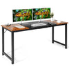 Wooden Computer Desk Industrial Writing Workstation PC Laptop Table Metal Frame