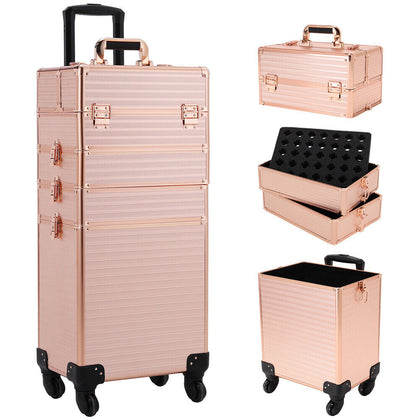 4 in 1 Large Makeup/Cosmetic/Hairdressing/Vanity/Beauty Storage Case Box Trolley