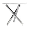 Chrome Cross X Legs Round Black Top Glass Dining Table Office Kitchen Furniture