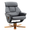 PU Leather Swivel Recliner Armchair with Footstool and Adjustable Backrest Grey