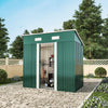 4x6ft Green Galvanized Steel Sheds Outdoor Storage w Sliding Door Foundation Kit