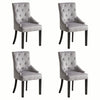 Set of 2 Grey Velvet Dining Chairs Tufted High Back for Dining Room Kitchen Home
