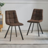 Set of 2 Faux Leather/Suede Dining Chairs Metal Legs Reception Restaurant Chair