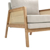 Rattan Armchair Mid-Century Modern Solid Wood Frame Accent Tub Chair Upholstered