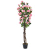 Artificial Rose Bush Tree Potted Plant Pink Faux Flower Home Decor Garden 150cm