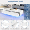 Coffee Table with 2 Storage Drawers White High Gloss Tea Table with LED Lights