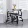 Grey Table + 2 Chairs Set Bistro Set Metal Frame Breakfast Kitchen 2-Tier Table