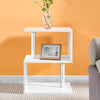 High Gloss Side End Table Storage Shelves Bedside Table 2 Tier White LED S-Shape