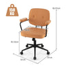 Height-Adjustable PU Leather Desk Chair Upholstered Swivel Task Chair W/Armrest