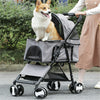 Luxury Folding 4 Wheel Pet Stroller Removable Carrier w/ Brake Adjustable Canopy