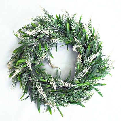 2x White Lavender Topiary Wreath Artificial Flower Wreath Garland Wedding Decor